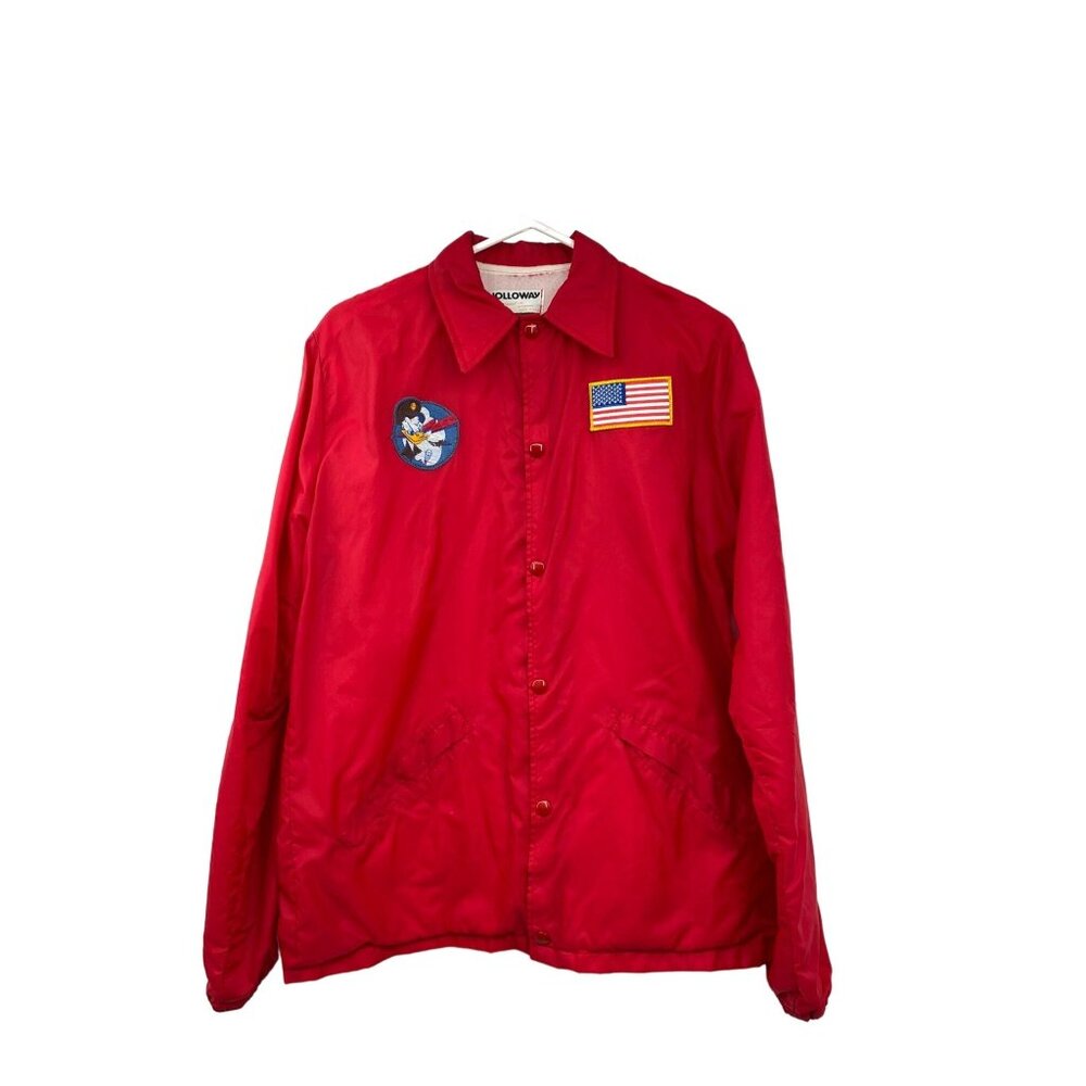 Vintage Holloway Jacket Mens S Used Red w/ Patches WW2 Veteran